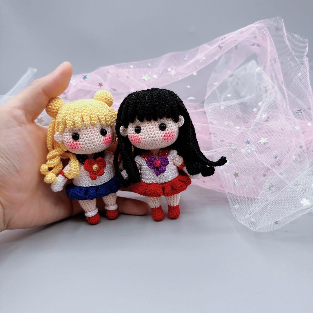 【編みぐるみ】【ミニサイズ】セーラー服の女の子【ハンドメイド】