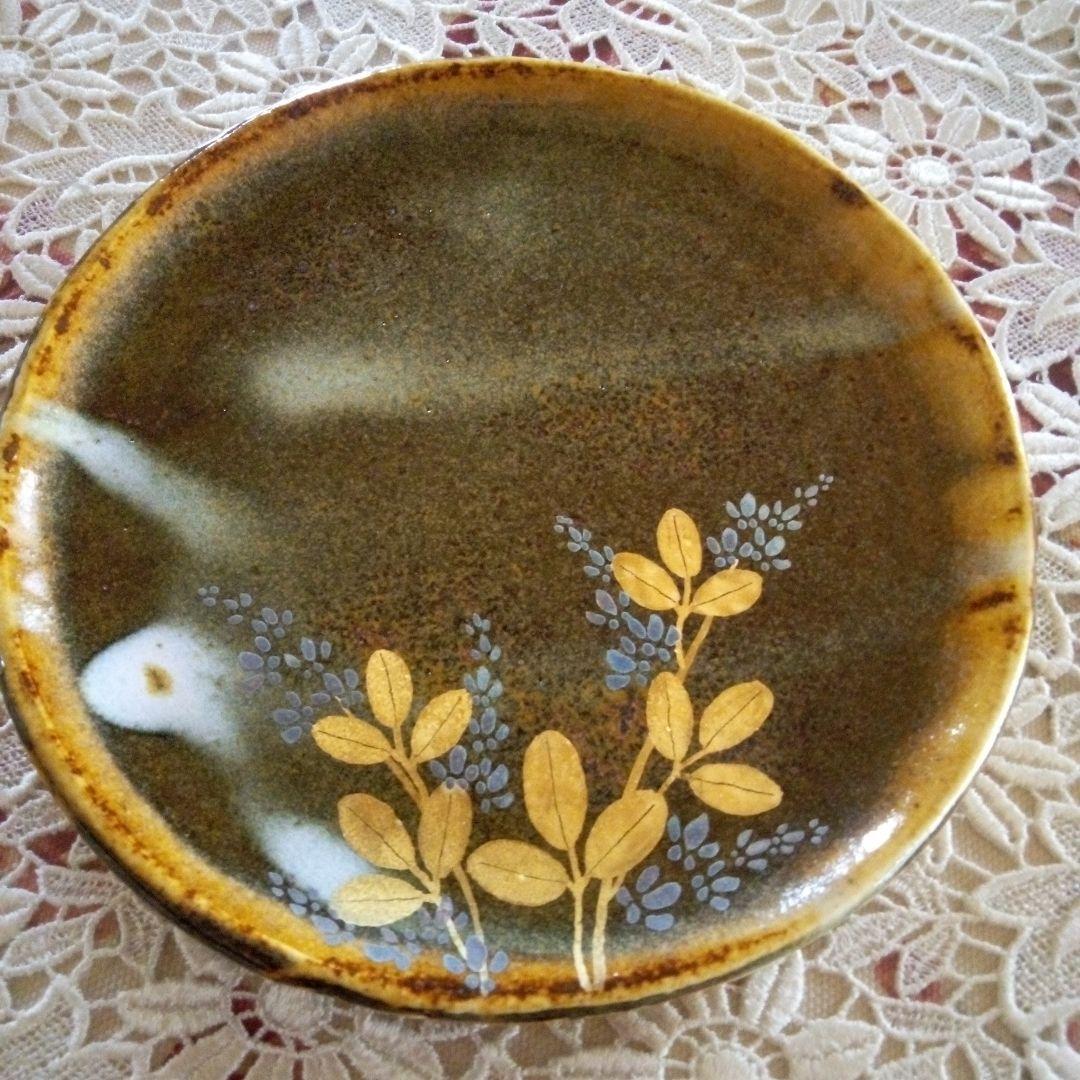 特選たち吉　青嵐　金銀彩草花　銘々皿　陶芸作家　安田道雄　食器　皿　五枚セット