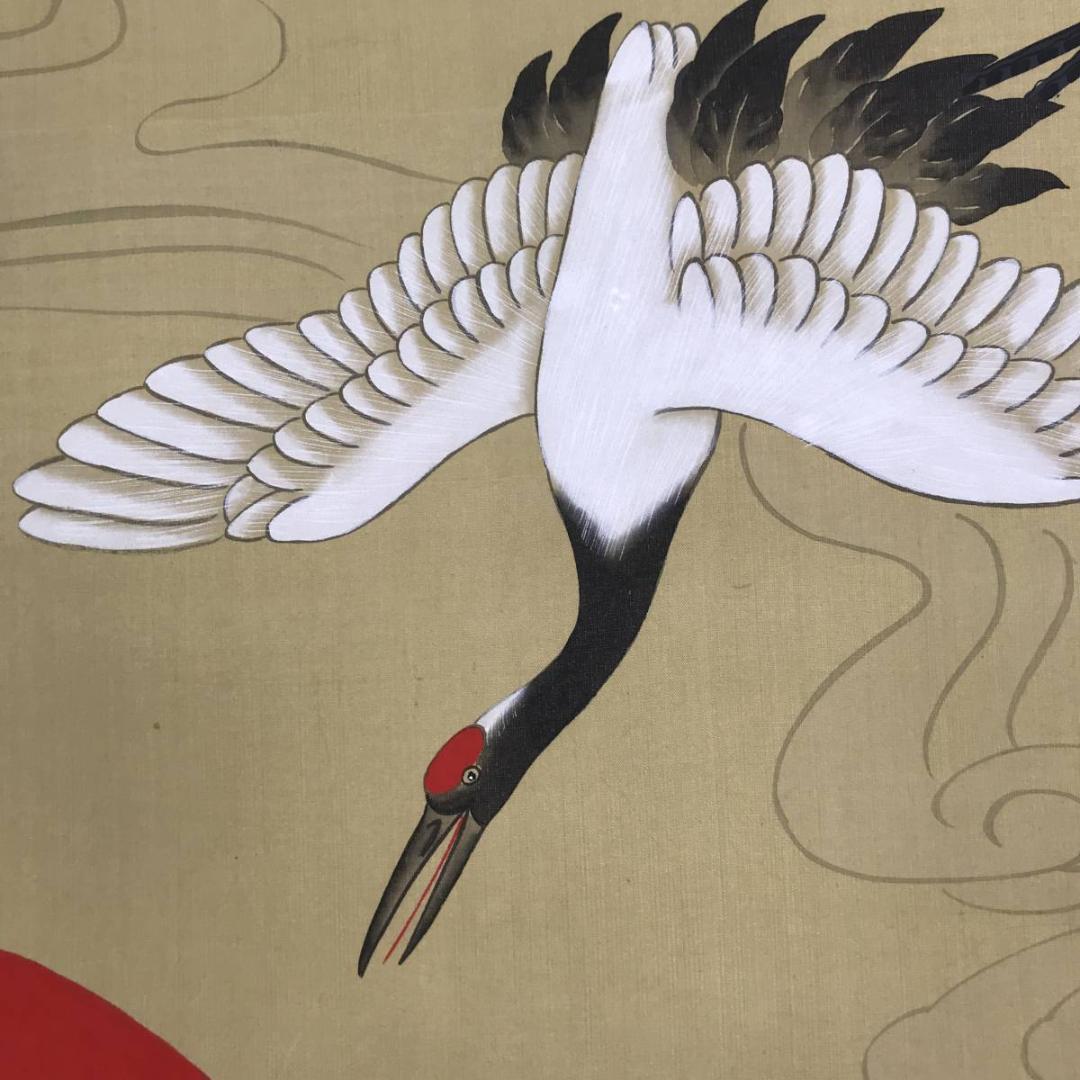 海華/旭日双鶴/舞鶴図/掛軸☆宝船☆AB-605