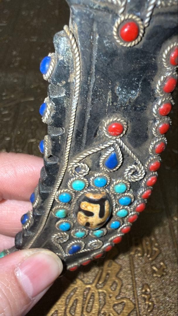 チベットお守り 象嵌短剣 トクチャ アンティークターコイズ 天珠 魔除け悪縁切り