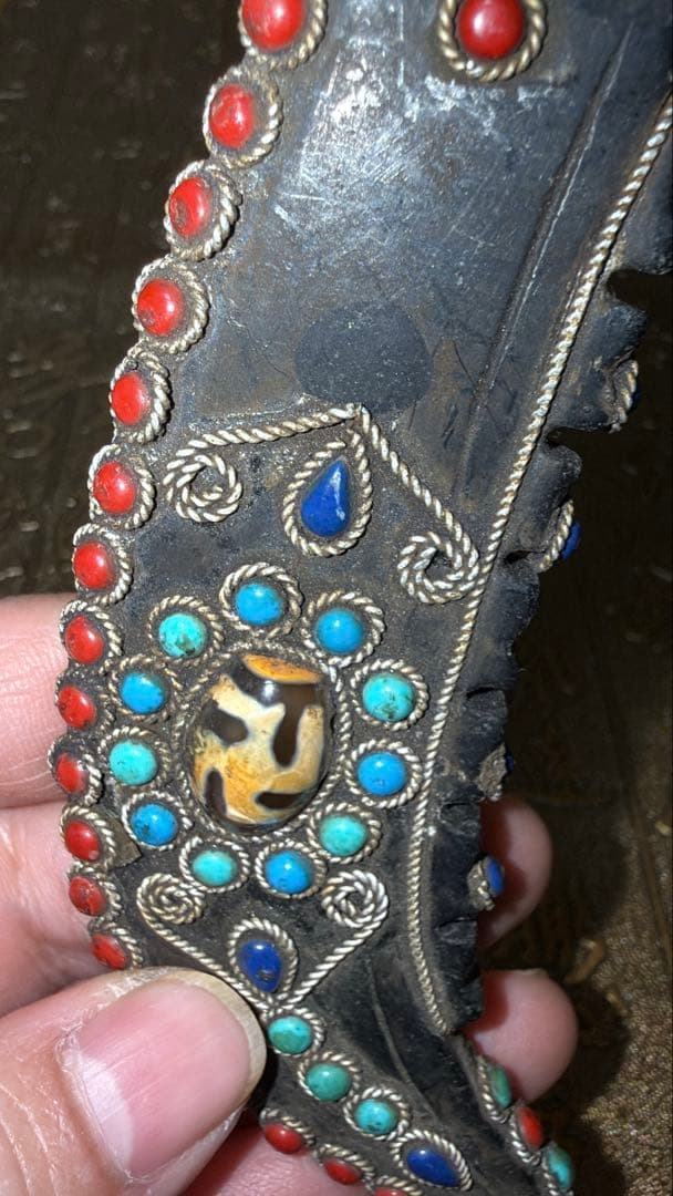 チベットお守り 象嵌短剣 トクチャ アンティークターコイズ 天珠 魔除け悪縁切り