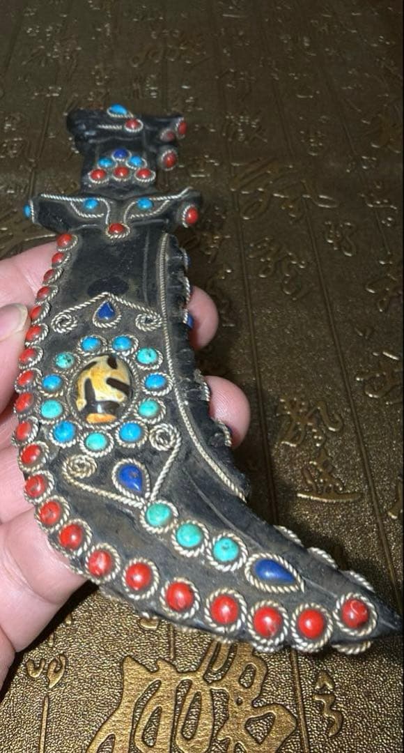 チベットお守り 象嵌短剣 トクチャ アンティークターコイズ 天珠 魔除け悪縁切り