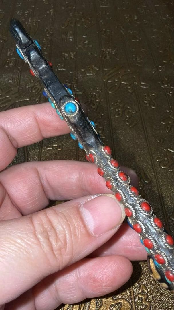 チベットお守り 象嵌短剣 トクチャ アンティークターコイズ 天珠 魔除け悪縁切り
