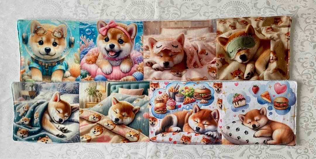 まめたん810　　(母の日カーネーション） わんこ　トートバッグ　小物入れ