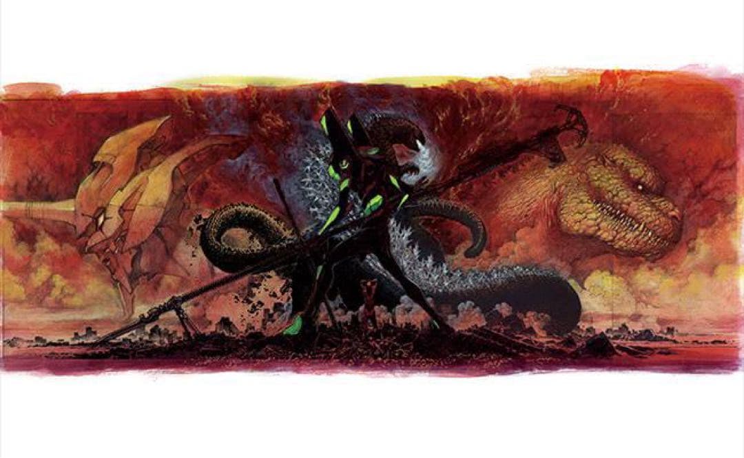 【美品】【貴重】ゴジラ対エヴァンゲリオン前田真宏 複製原画（公式コラボ額装付き）