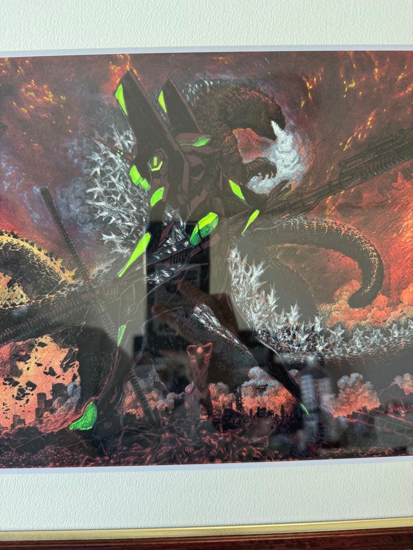 【美品】【貴重】ゴジラ対エヴァンゲリオン前田真宏 複製原画（公式コラボ額装付き）