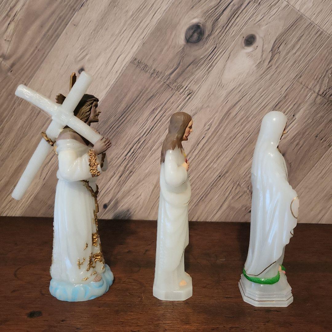 宗教的置物 セット キリスト教の聖人像　蓄光タイプ