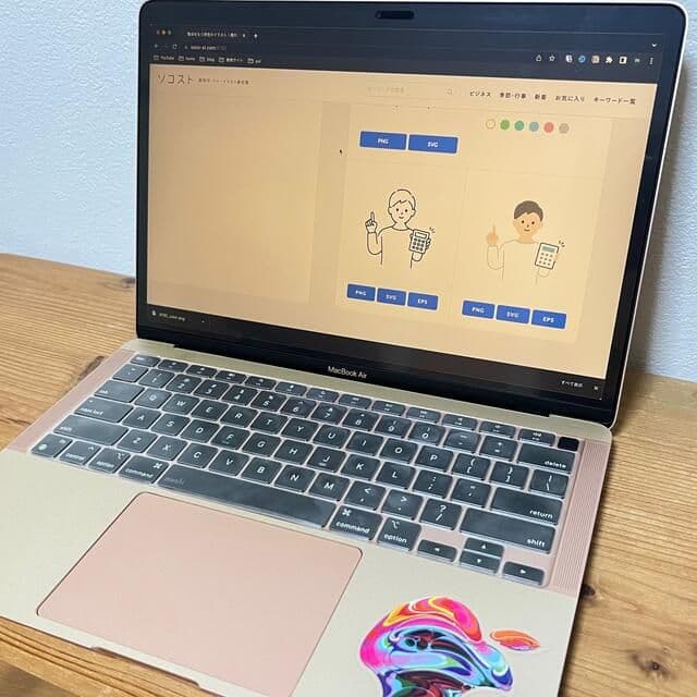 MacBook Air M1 ゴールド ステッカー付き