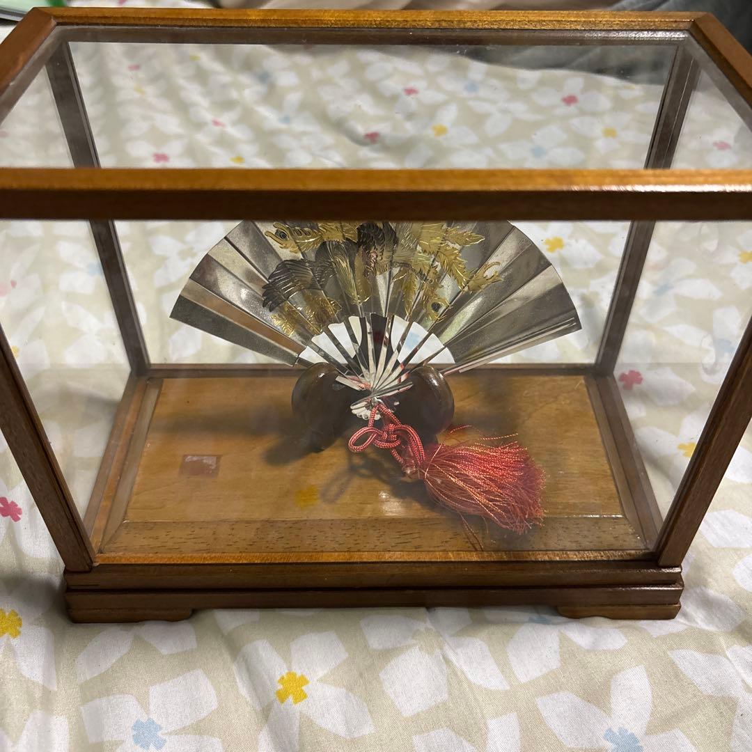 シルバー　扇子　縁起物　二都刻