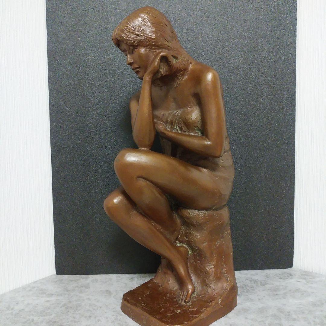 (貴重)　木内禮智 つぼみ　色紙付き　 ブロンズ像