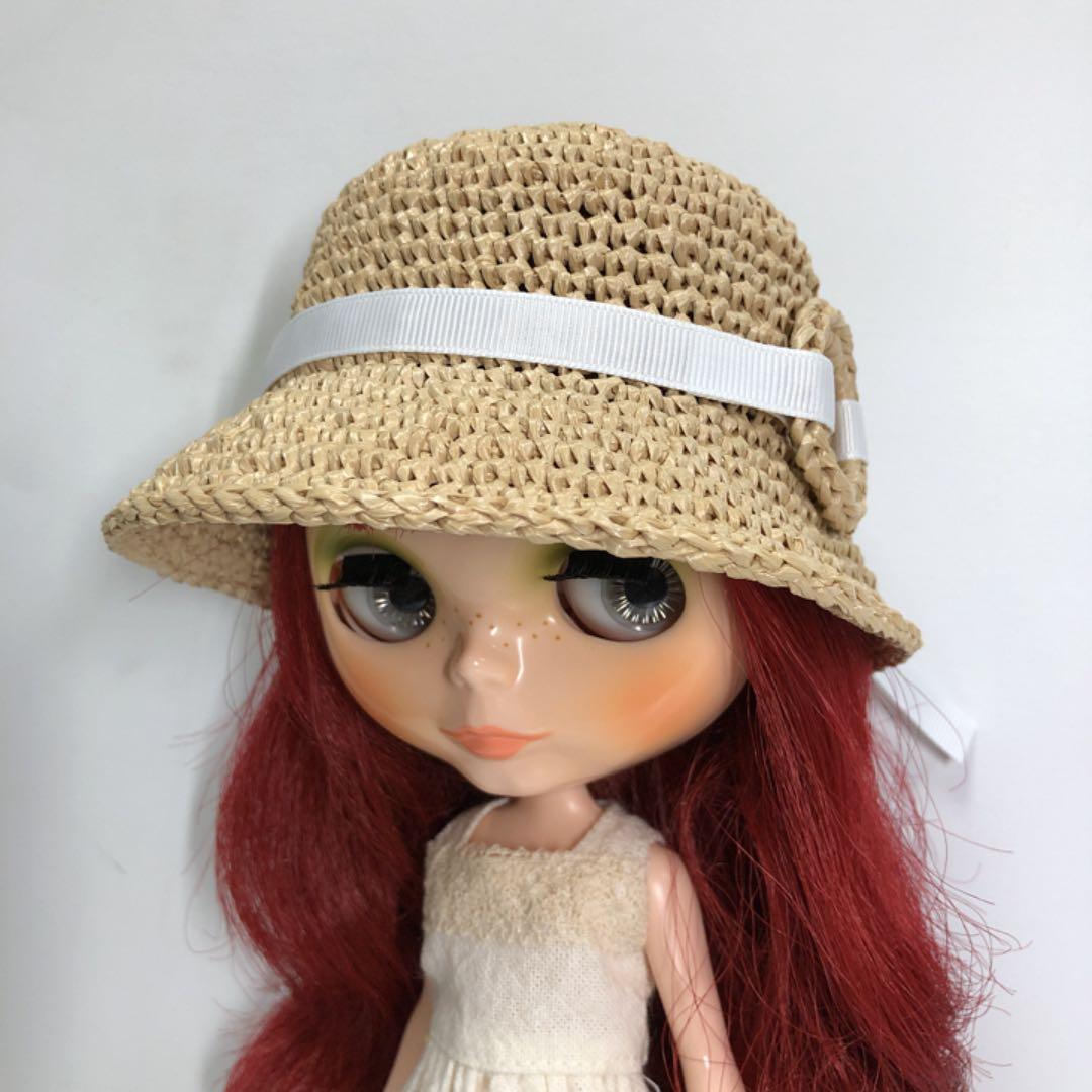 ブライス♥︎ロールアップブリム2wayアレンジ麦わら帽子♥︎ホワイトリボン