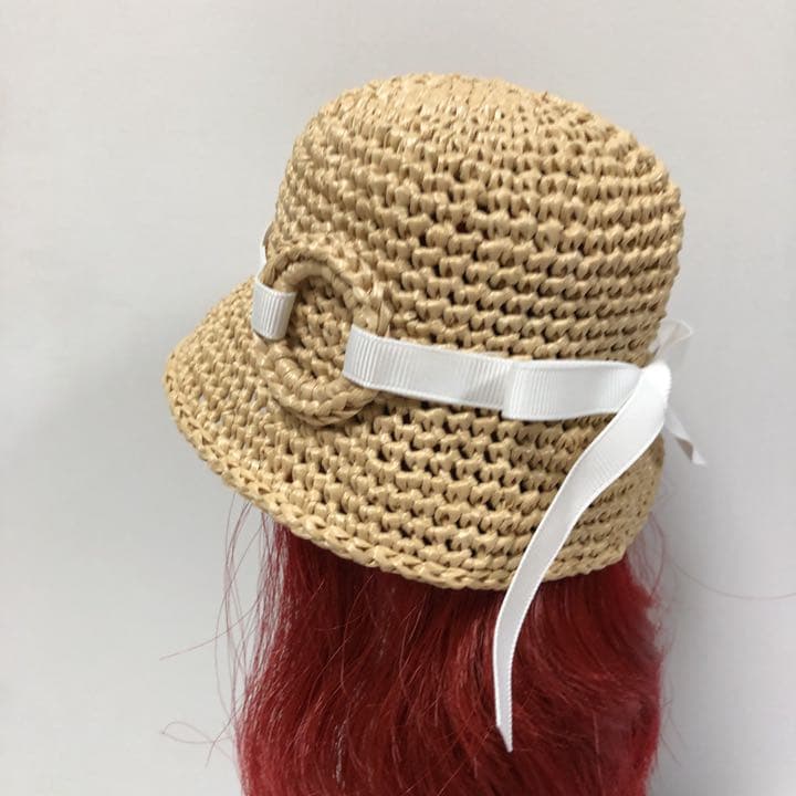 ブライス♥︎ロールアップブリム2wayアレンジ麦わら帽子♥︎ホワイトリボン