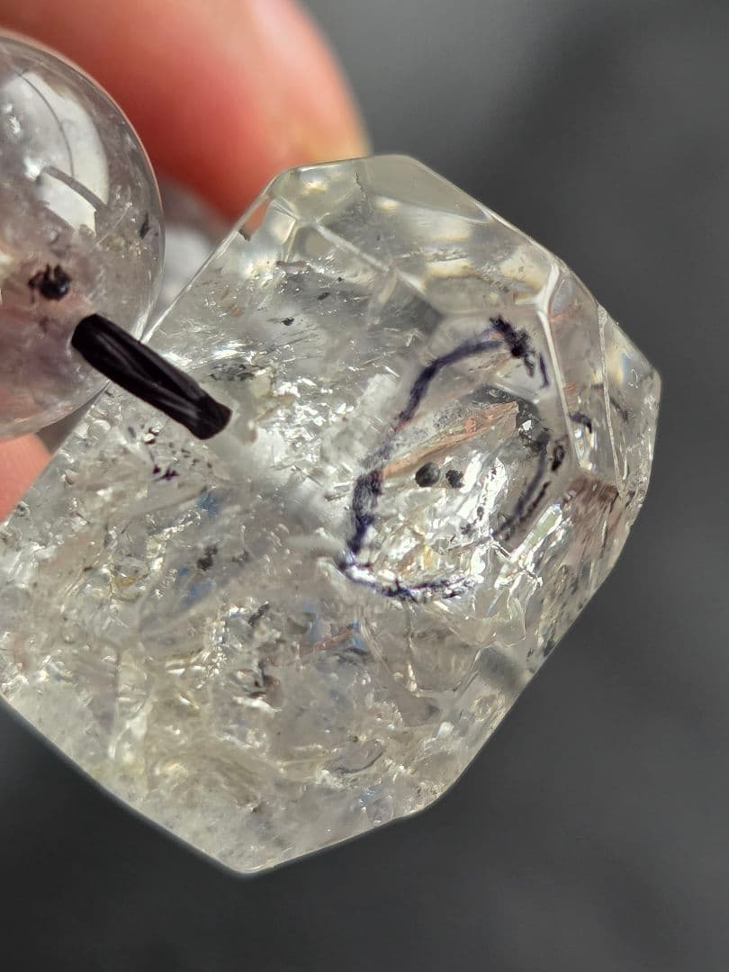 13.5mm　水入り✨　エレスチャルクォーツ　骸骨水晶　グラファイトインクォーツ