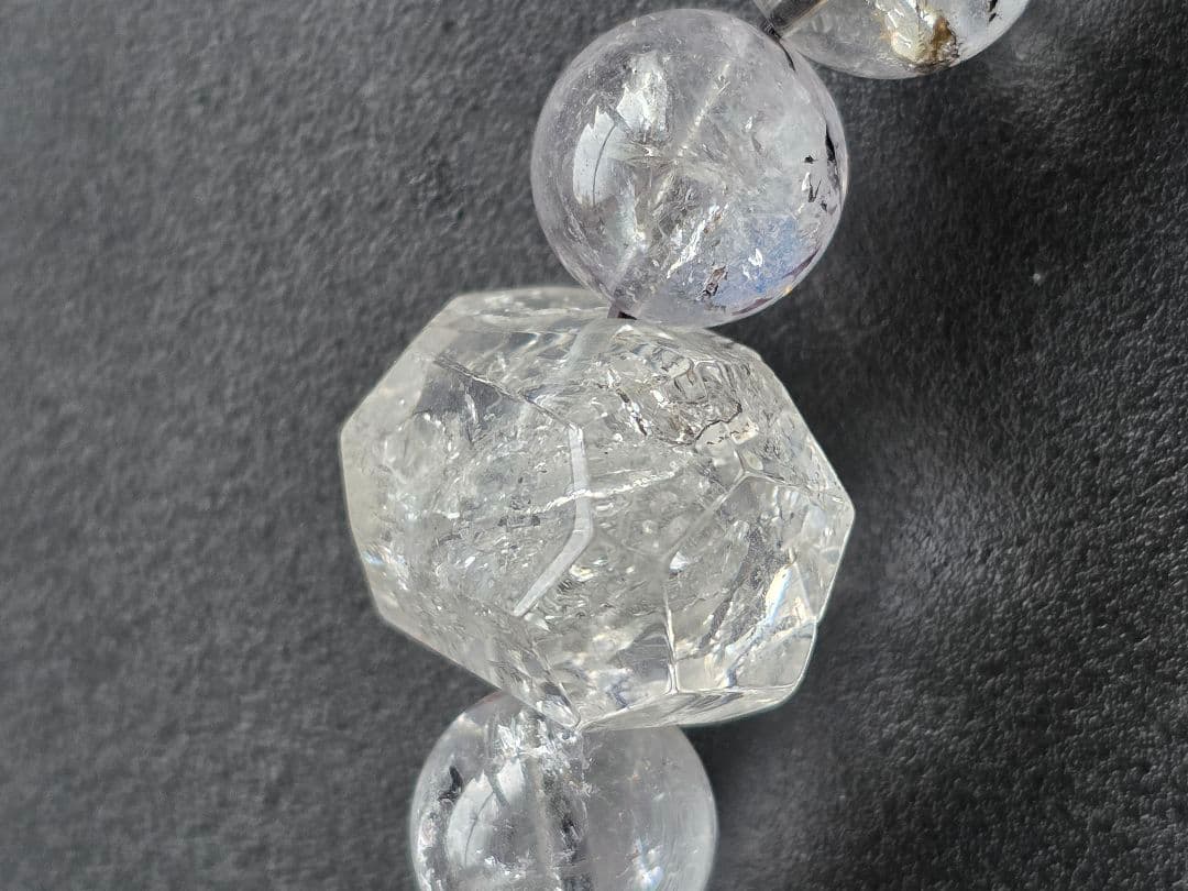 13.5mm　水入り✨　エレスチャルクォーツ　骸骨水晶　グラファイトインクォーツ