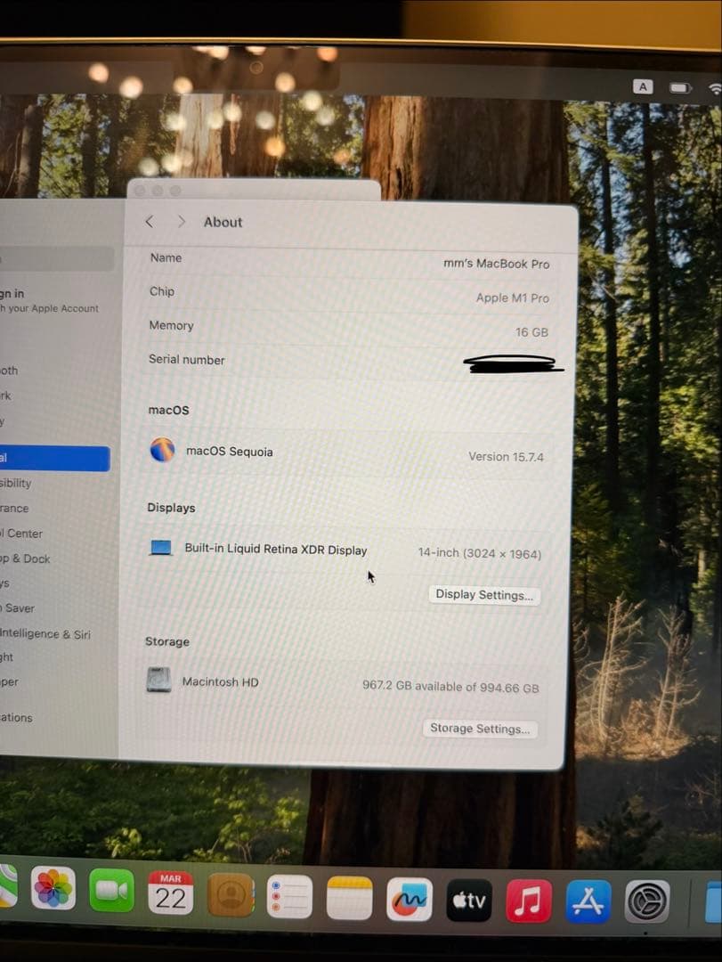 【美品】MacBookPro14インチ/2021/M1Pro/16GB/1TB