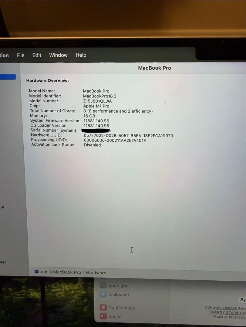 【美品】MacBookPro14インチ/2021/M1Pro/16GB/1TB