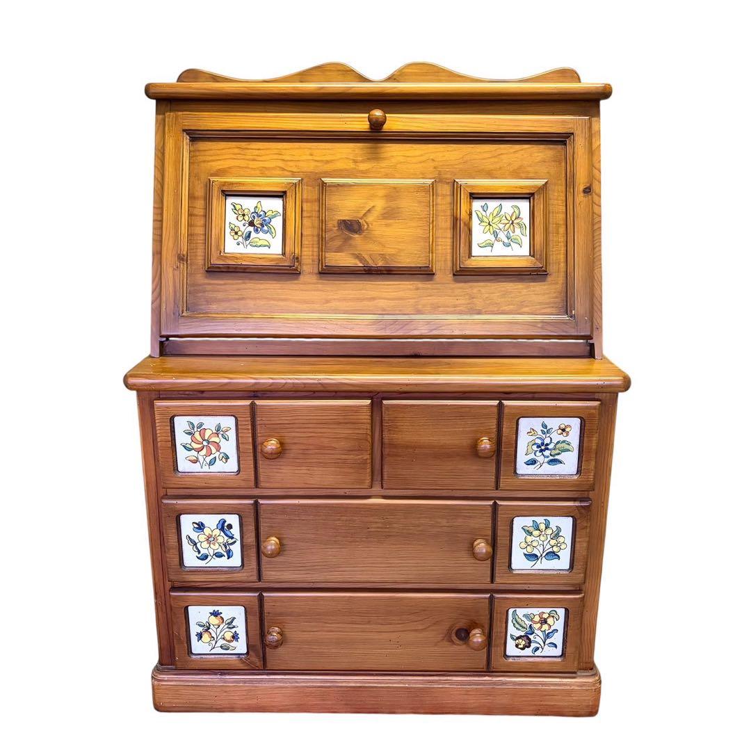 ACTUS バレンシア ライティングビューロー タイル パイン材 カントリー家具