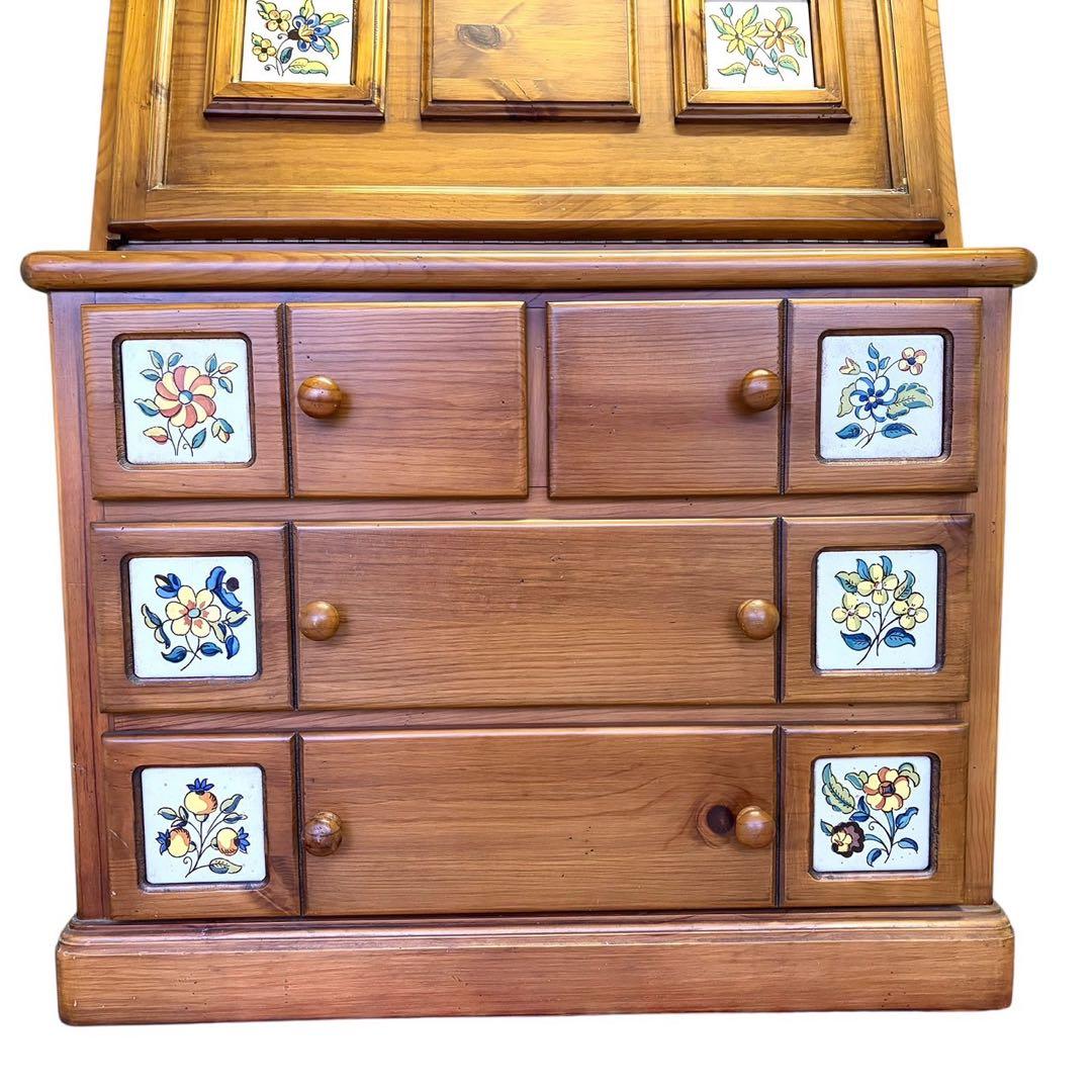 ACTUS バレンシア ライティングビューロー タイル パイン材 カントリー家具