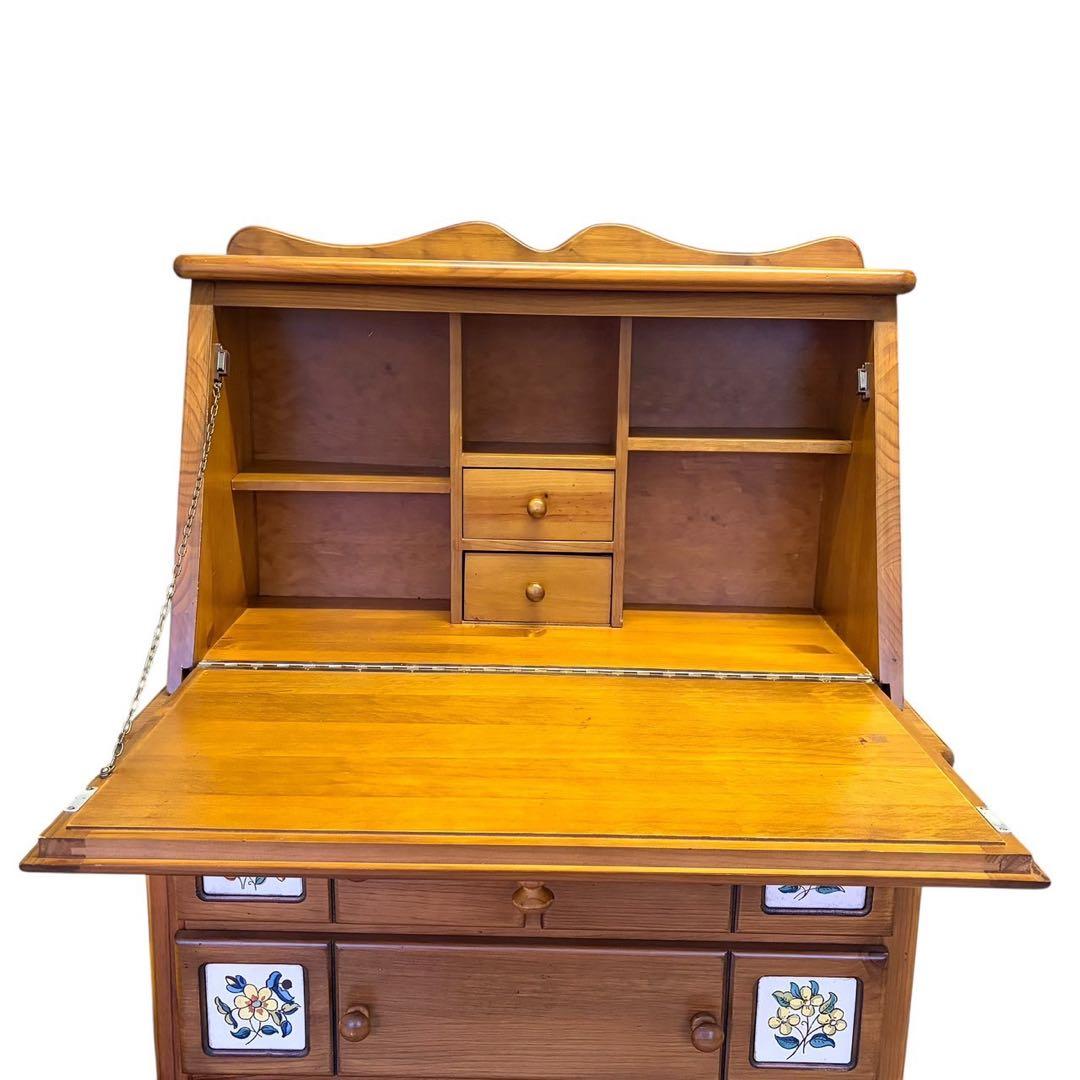 ACTUS バレンシア ライティングビューロー タイル パイン材 カントリー家具