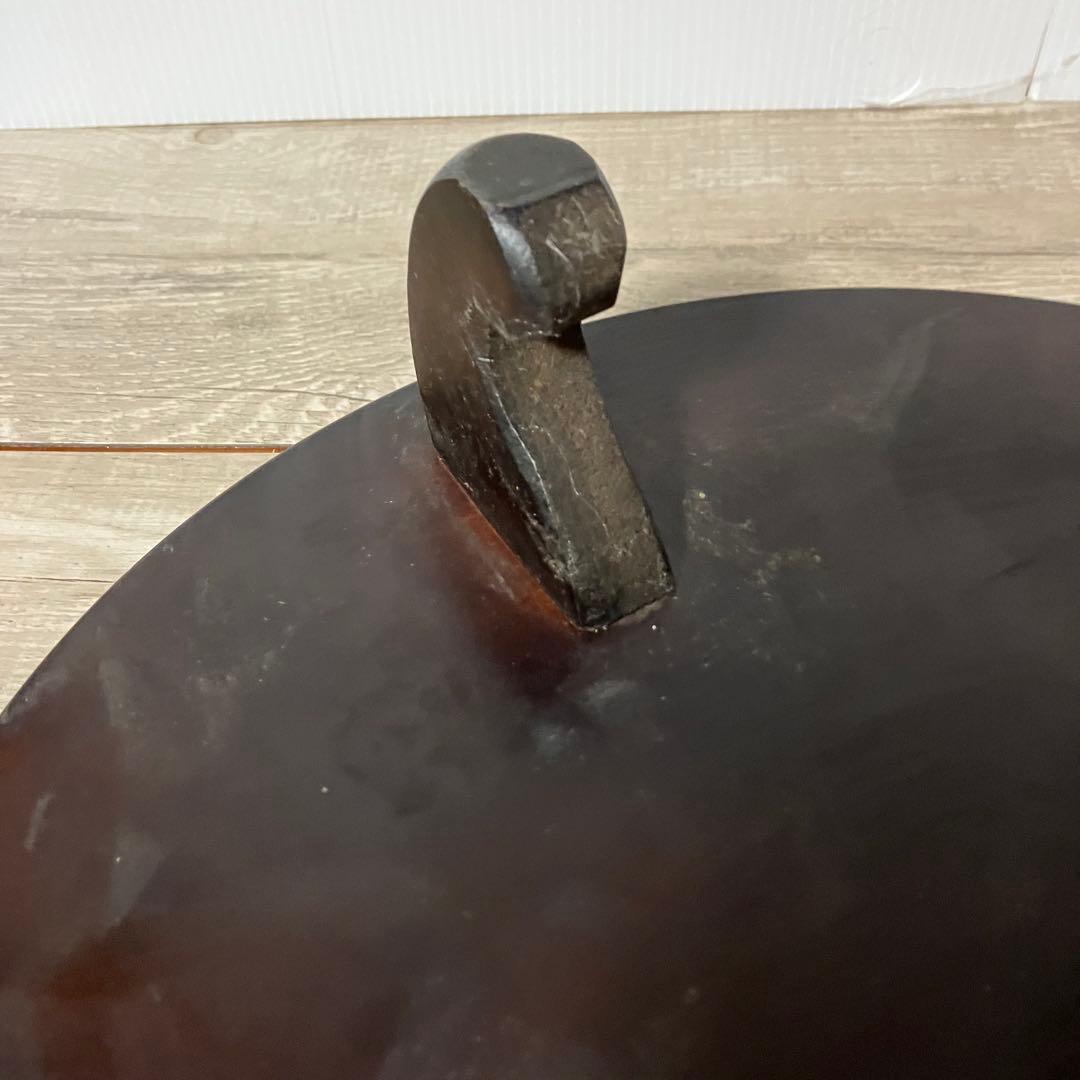 A-2 木製 花台 飾り台 彫刻 漆塗り 丸型 三足 天然木 盆栽台 香炉台