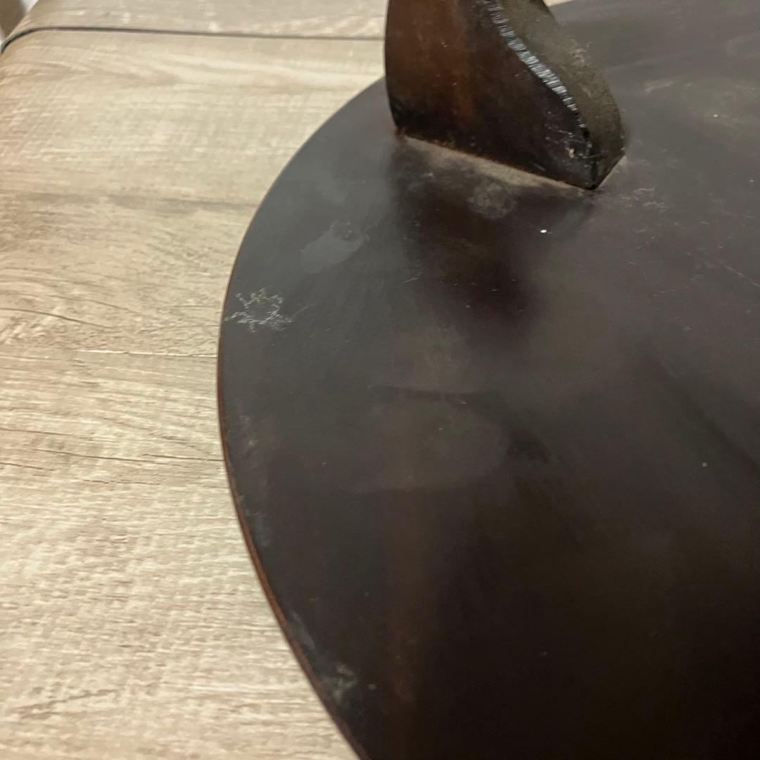 A-2 木製 花台 飾り台 彫刻 漆塗り 丸型 三足 天然木 盆栽台 香炉台