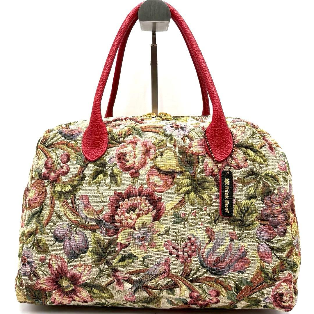 【極美品】 シンクビー ミニボストンバッグ トートバッグ ポーチ付 花柄