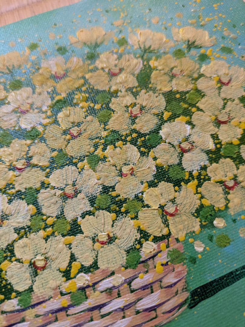 的場錠「華」油彩画