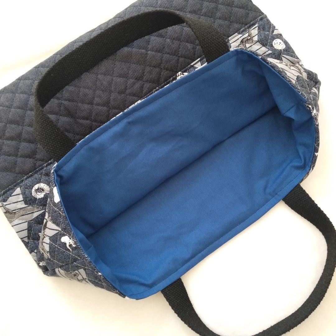 恐竜★入園入学6点セット 男の子　レッスンバッグ　キルト 紺色　ダンガリー