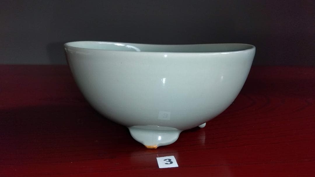 加賀九谷焼名工　池島保雄 青磁草花線刻模様彫向付け小鉢5客セット