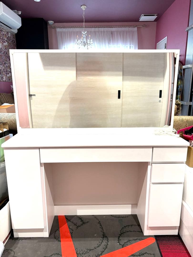 【値下げ中】一面鏡ワイドミラー付き ドレッサー 120幅 ホワイト