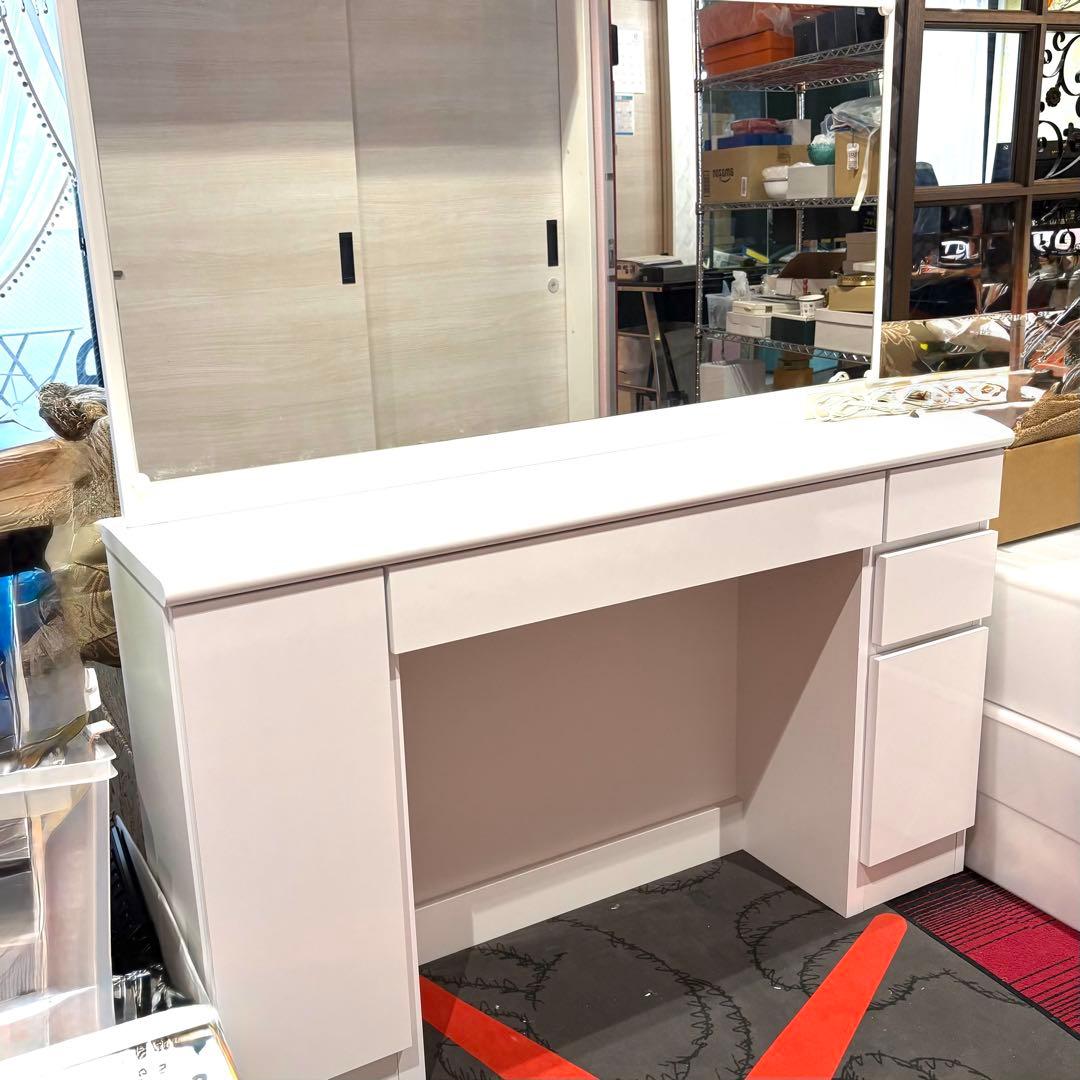 【値下げ中】一面鏡ワイドミラー付き ドレッサー 120幅 ホワイト