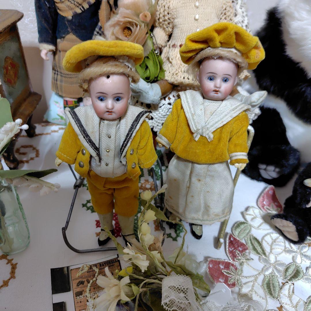 美品フランス　ミニョネット　アンティークドール　ペア