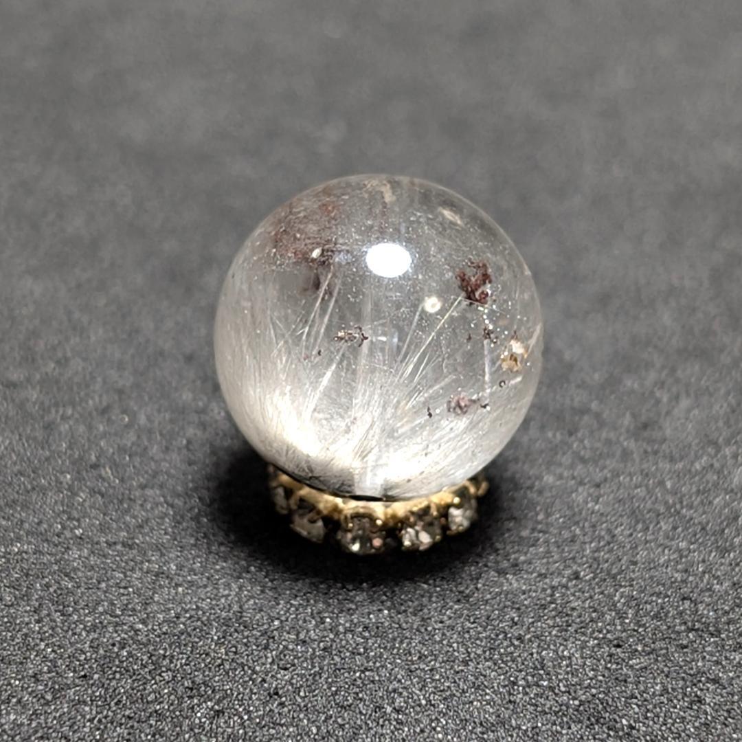 【白金色が素敵】プラチナルチルクォーツ 一点物 12ミリ 1粒売り 貫通穴あり