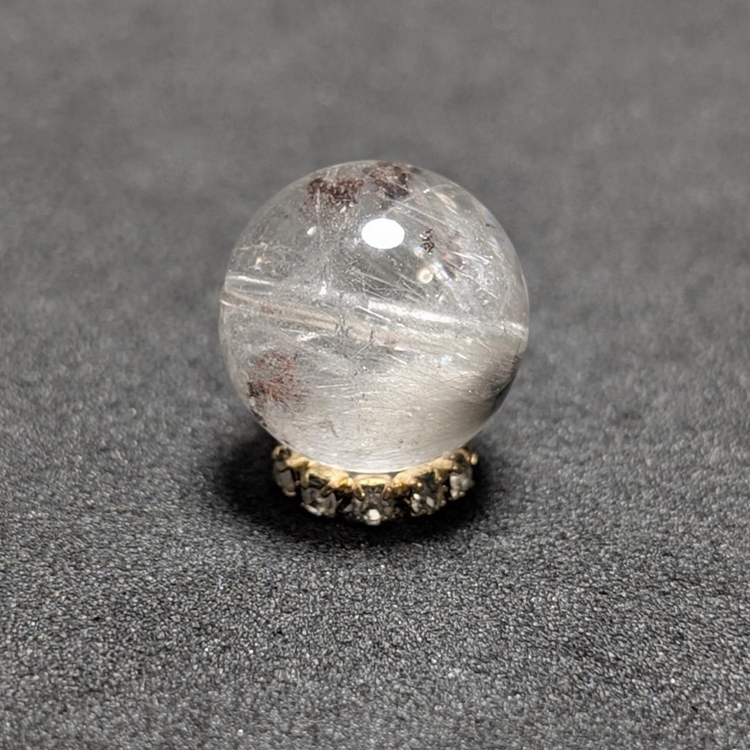 【白金色が素敵】プラチナルチルクォーツ 一点物 12ミリ 1粒売り 貫通穴あり