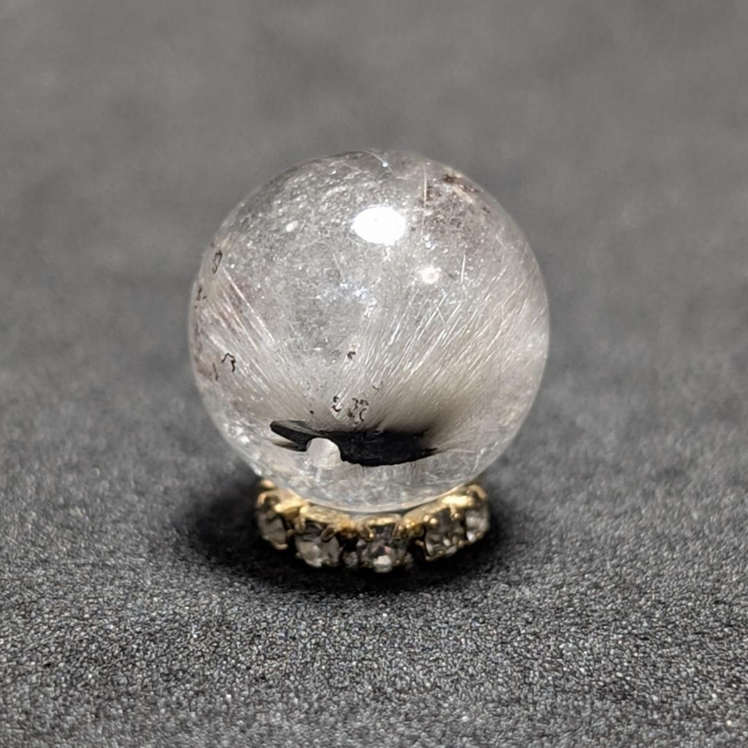 【白金色が素敵】プラチナルチルクォーツ 一点物 12ミリ 1粒売り 貫通穴あり