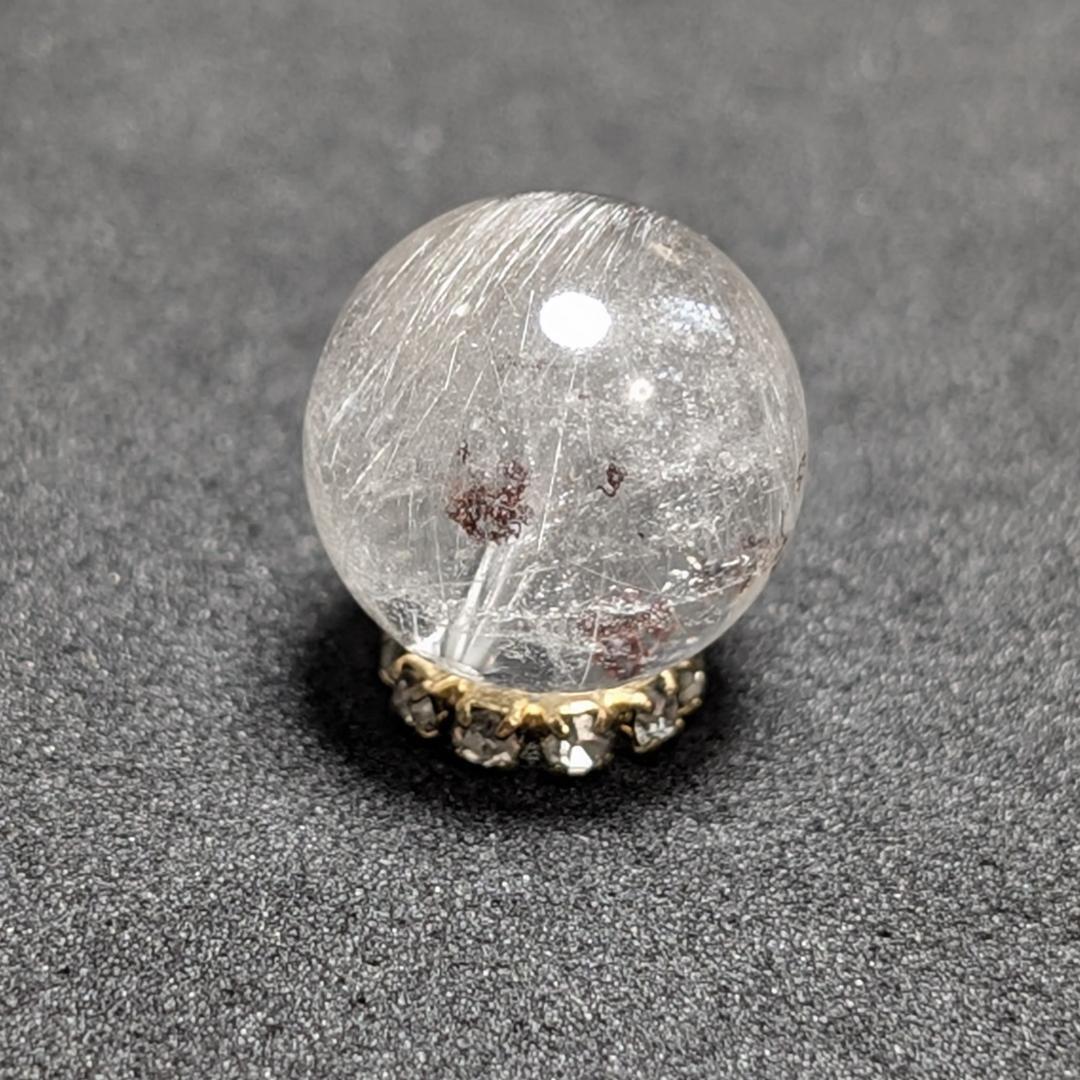 【白金色が素敵】プラチナルチルクォーツ 一点物 12ミリ 1粒売り 貫通穴あり