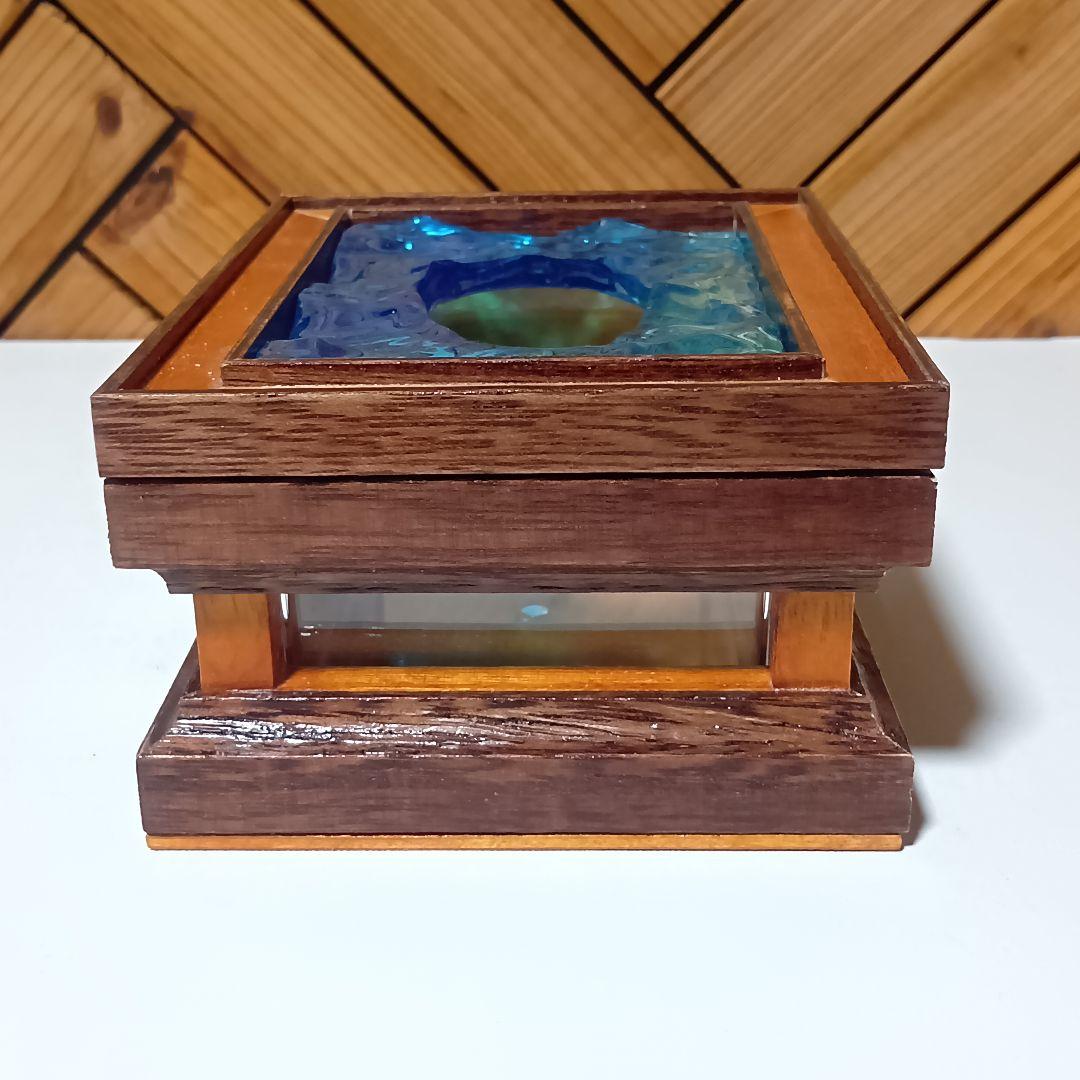 【1231】波紋揺れるオーシャンアートのウッドレジン・ティッシュケース