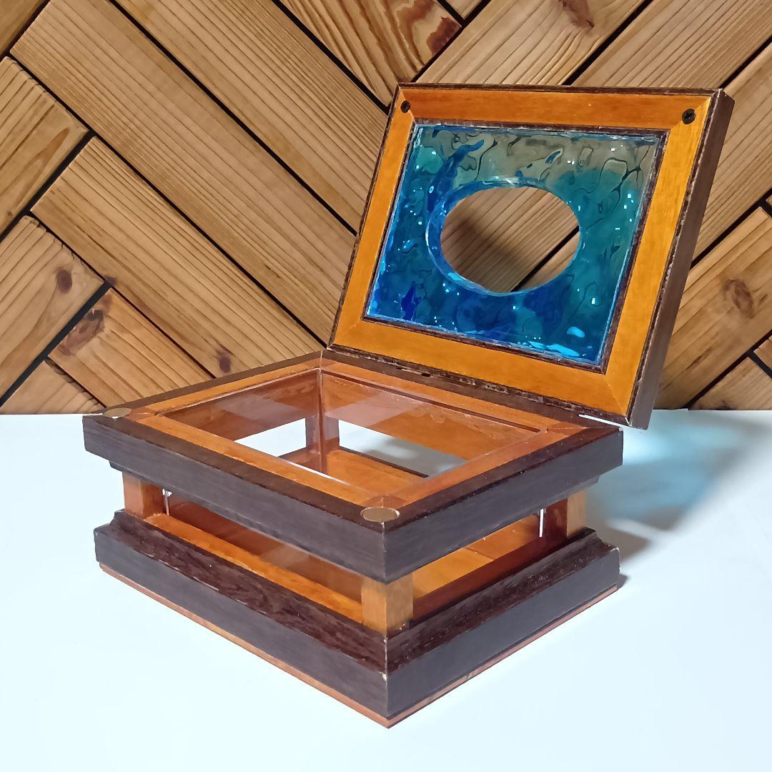 【1231】波紋揺れるオーシャンアートのウッドレジン・ティッシュケース