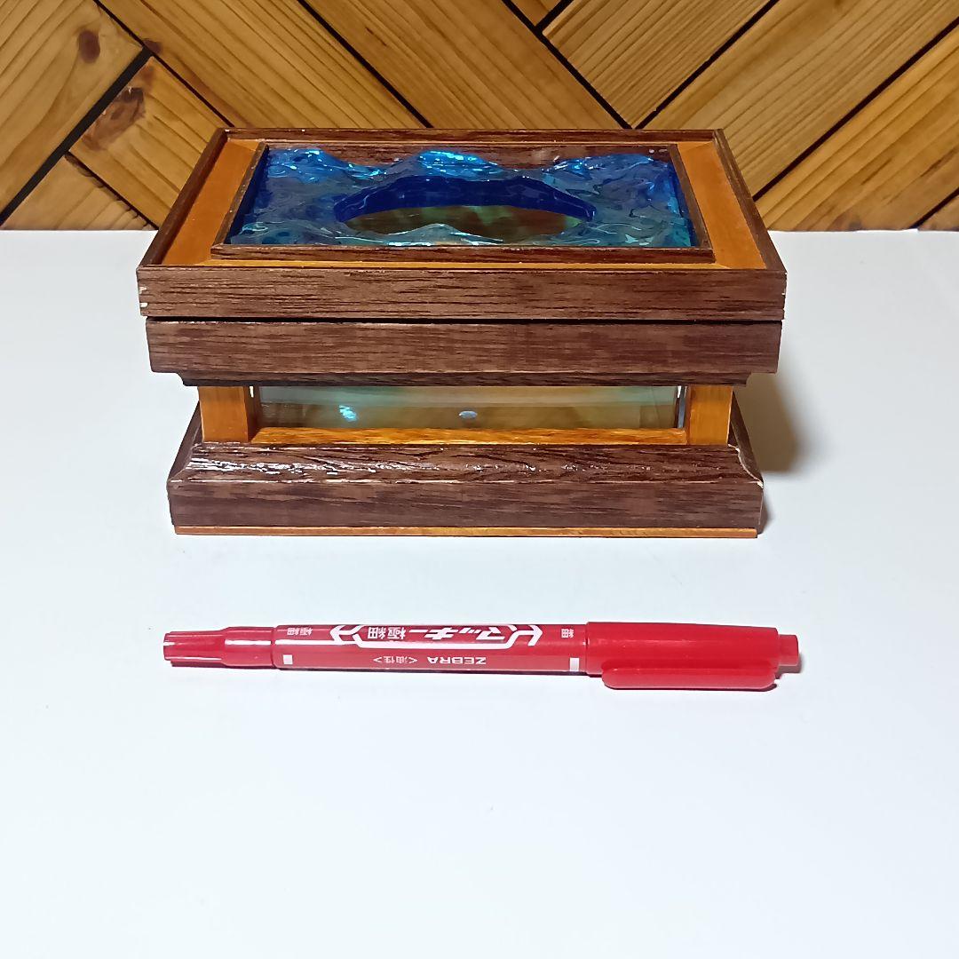 【1231】波紋揺れるオーシャンアートのウッドレジン・ティッシュケース
