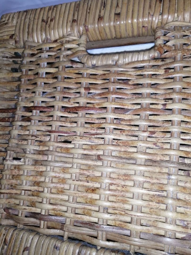 珍品　レトロ　ラタン 収納箱 椅子 スツール 1人掛け 収納ボックス 付き イス