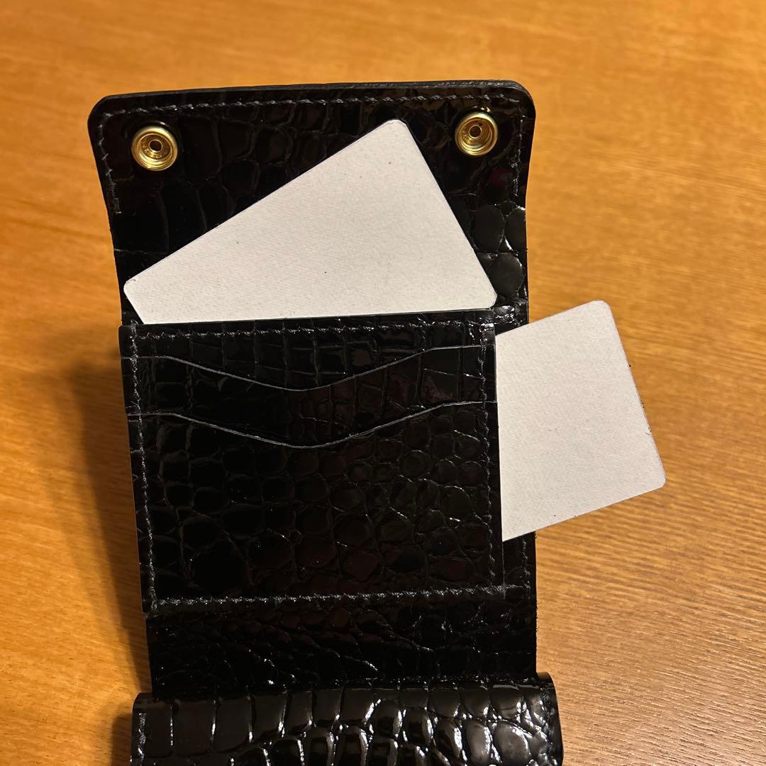牛革クロコ型押しエナメル　三つ折り　財布　ミドル　ウォレット　メンズ　レディース