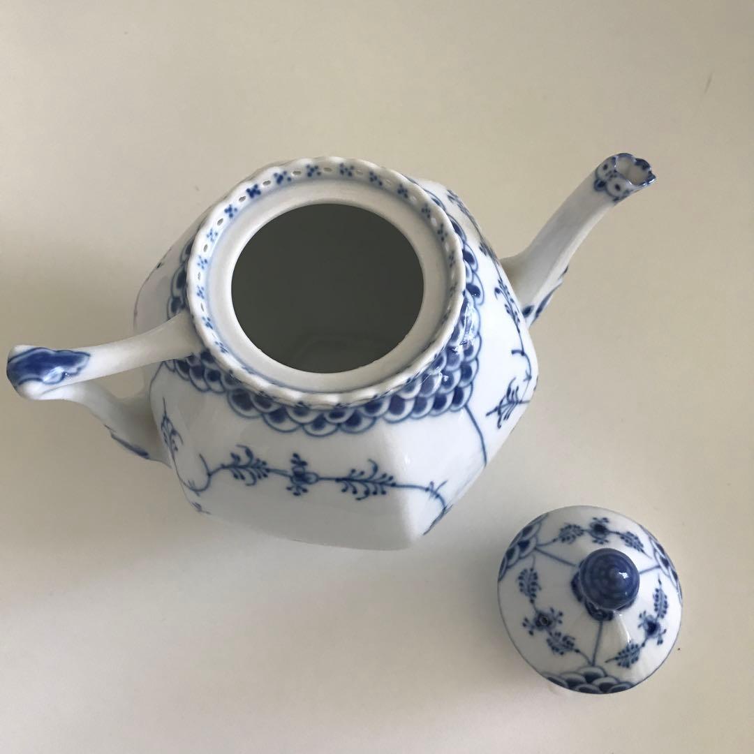 新品ロイヤルコペンハーゲンブルーフルーテッドフルレースティーポット★デンマーク製