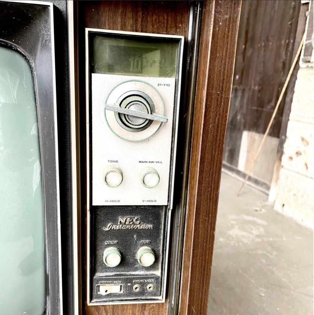 ●【貴重】NEC ブラウン管テレビ 昭和レトロ 木材 インテリア アンティーク①