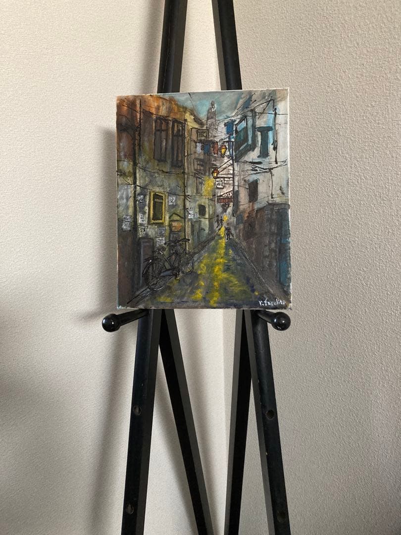油絵　F3 「路地裏　アルバラシン」