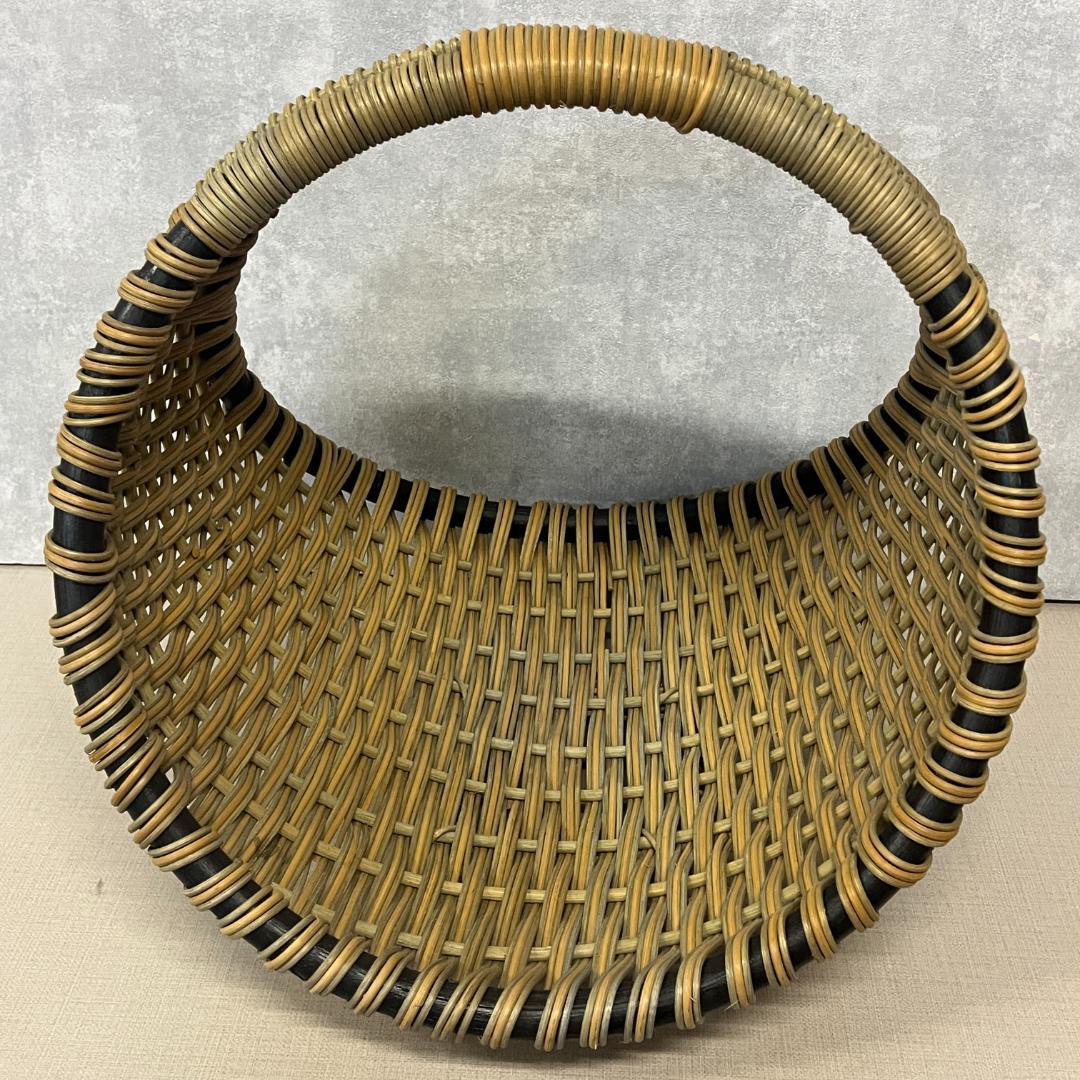 43 藤 ラタン 薪かご レトロ バスケット 大小セット 自然素材 ナチュラル