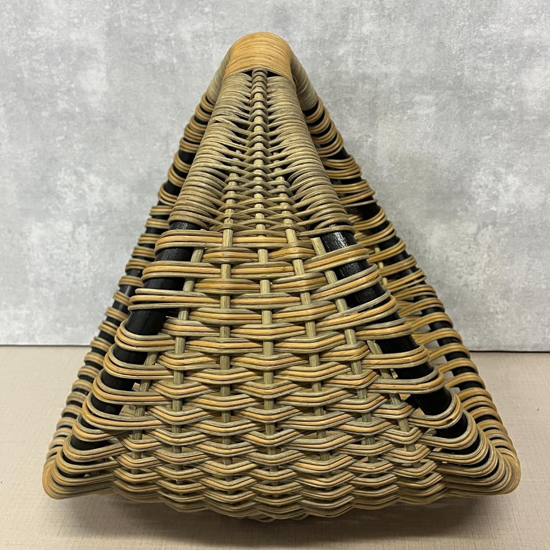 43 藤 ラタン 薪かご レトロ バスケット 大小セット 自然素材 ナチュラル
