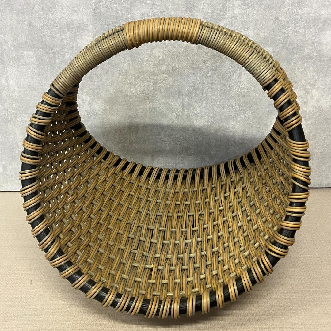 43 藤 ラタン 薪かご レトロ バスケット 大小セット 自然素材 ナチュラル