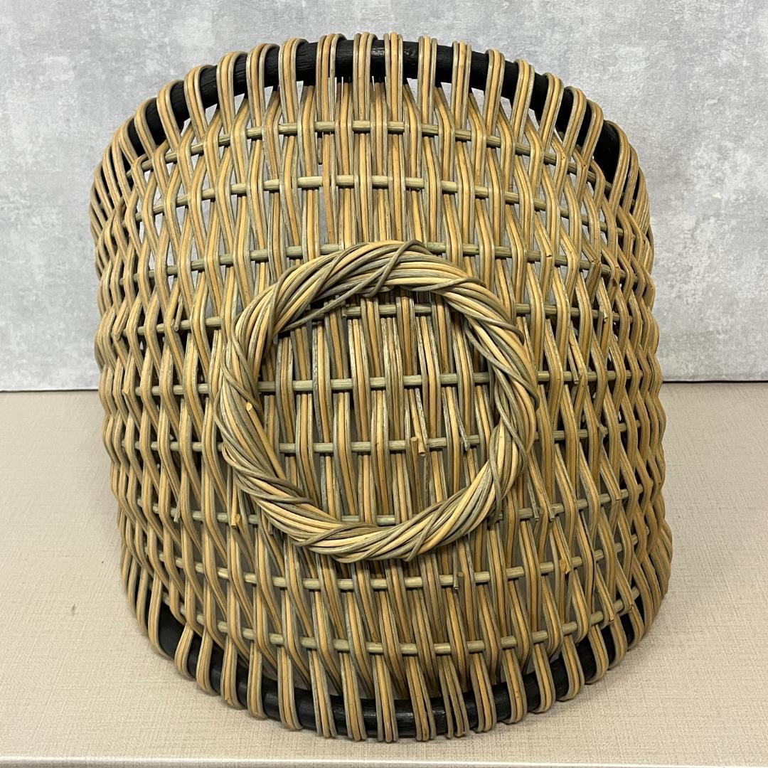43 藤 ラタン 薪かご レトロ バスケット 大小セット 自然素材 ナチュラル