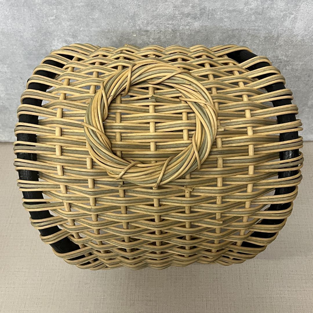 43 藤 ラタン 薪かご レトロ バスケット 大小セット 自然素材 ナチュラル