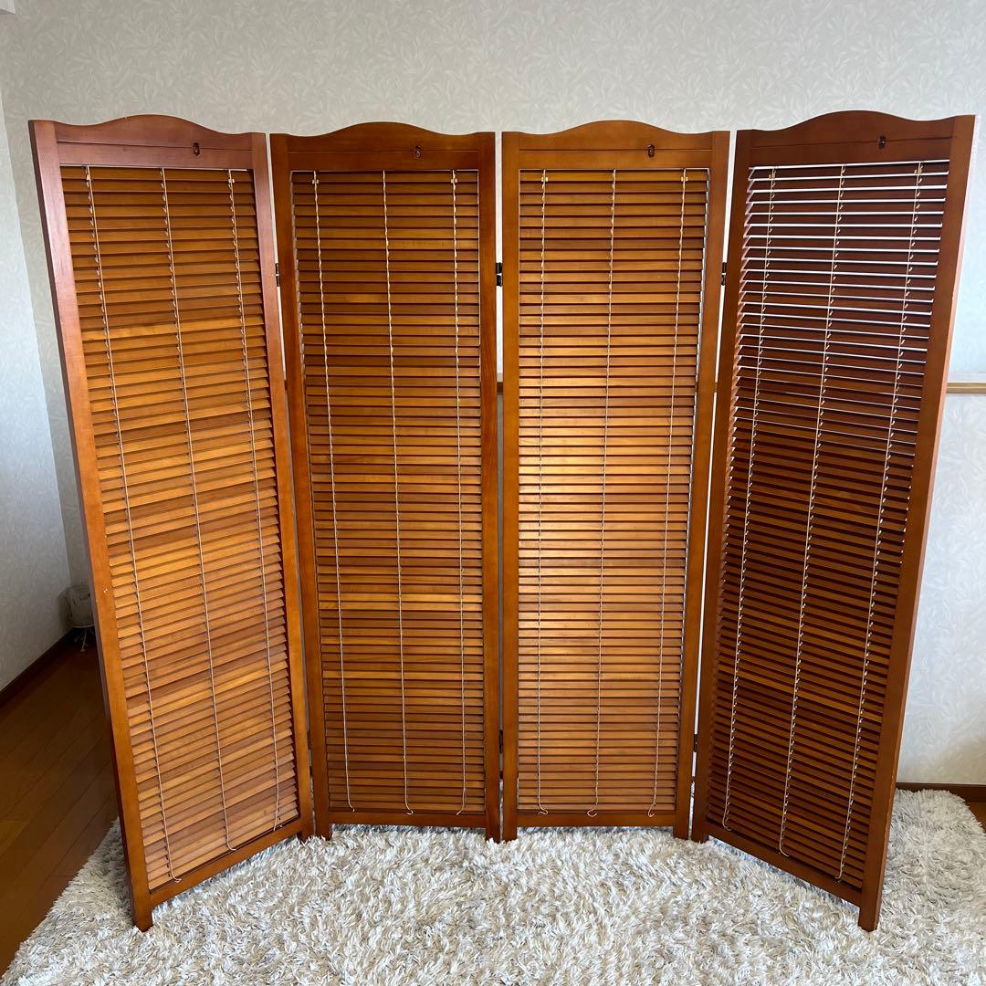 パーテーション スクリーン間仕切り 北欧ナチュラル 店舗什器 木製 4連